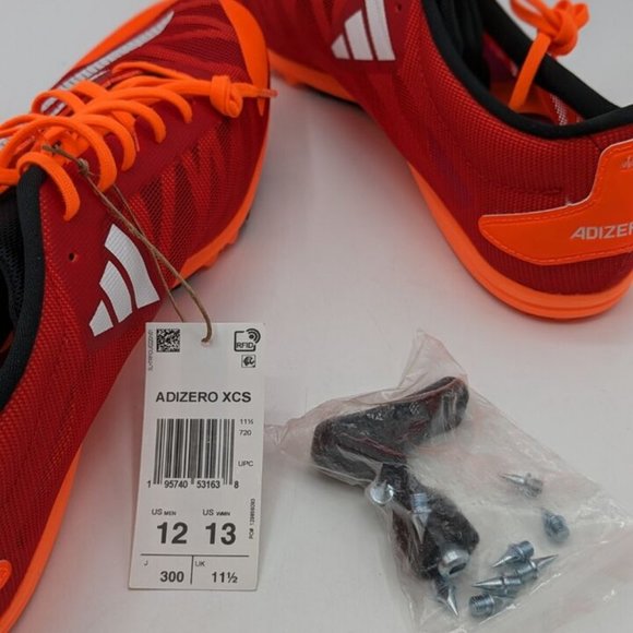 NWT ADIDAS ADIZERO XCS CROSS COUNTRY SPIKE VIVID RED/CLOUD WHITE BEAM ORANGE 12 - Picture 4 of 6